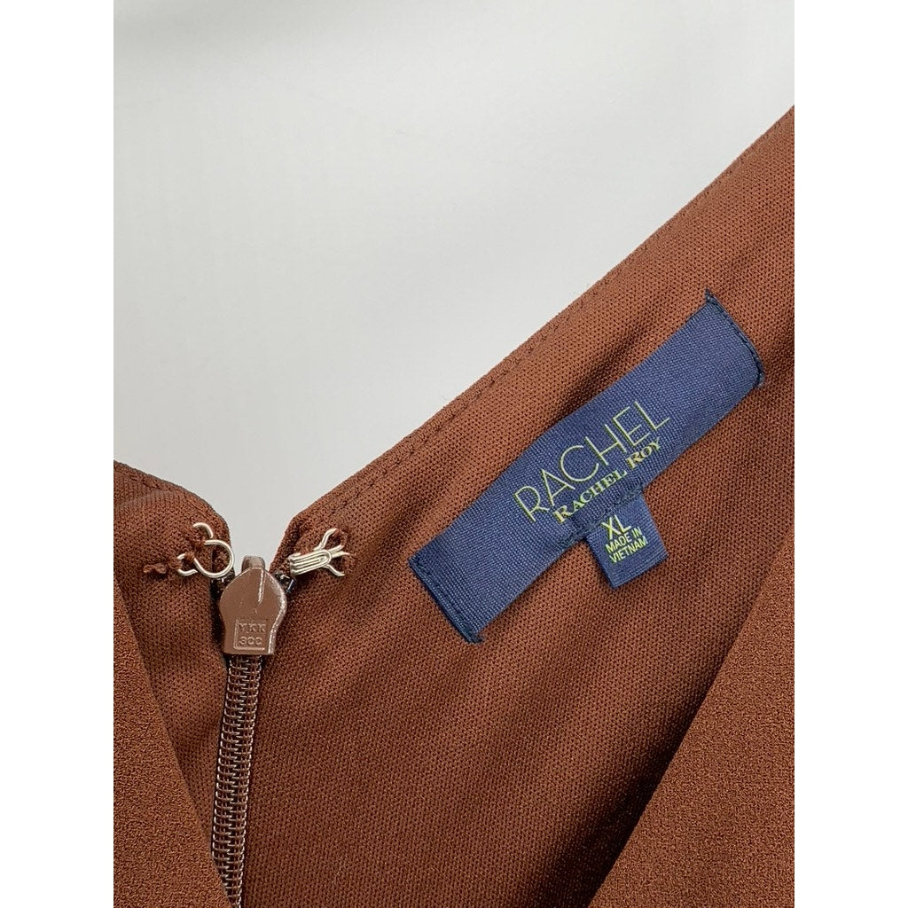 RACHEL RACHEL ROY Women's Brown V-Neck Ruffle-Sleeve Cropped Jumpsuit SZ XL