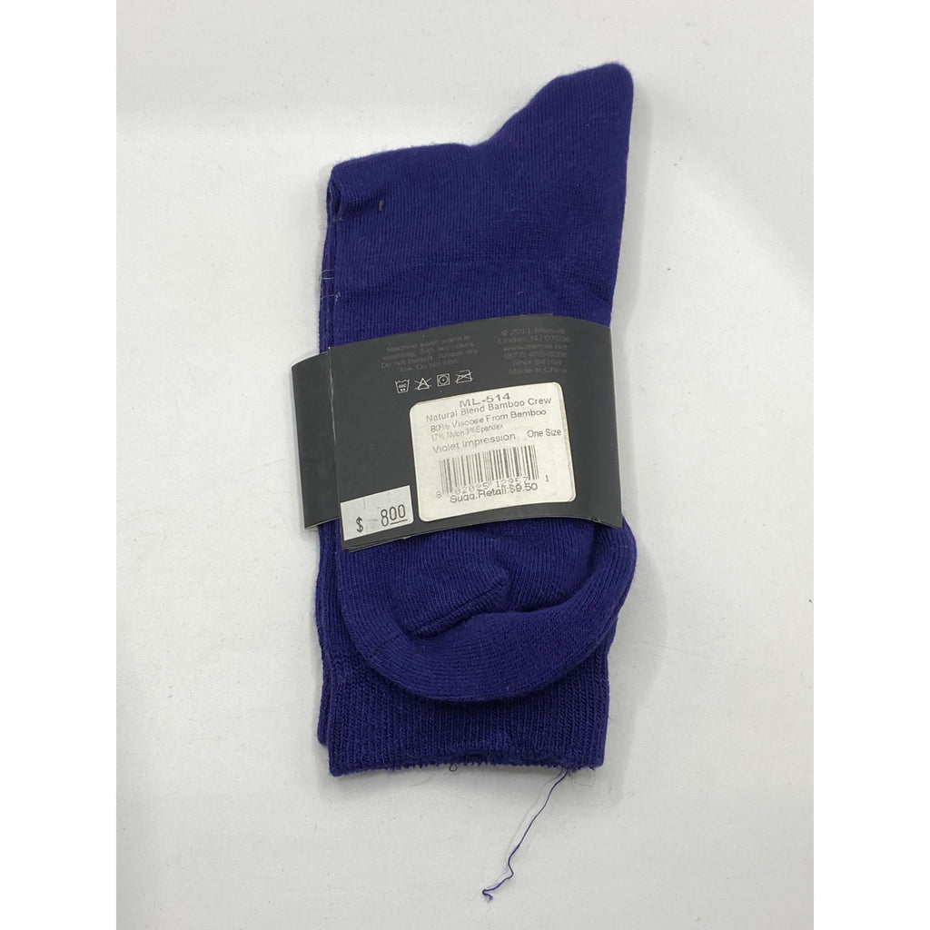MEMOI Women's Violet Impressions Knit Natural Blend Bamboo Crew Socks SZ OS
