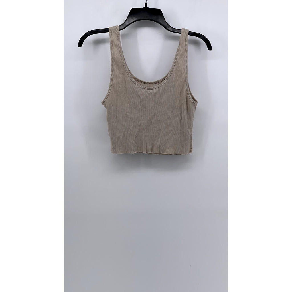 GARAGE Women's Cotton Light Brown Venice Beach Cropped Tank Top SZ L