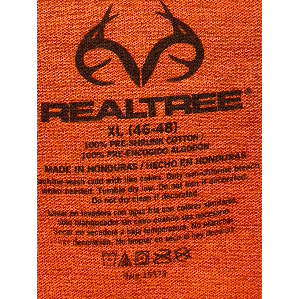 REALTREE Men's Orange Crewneck Graphic Logo Casual Long Sleeve T-Shirt SZ XL