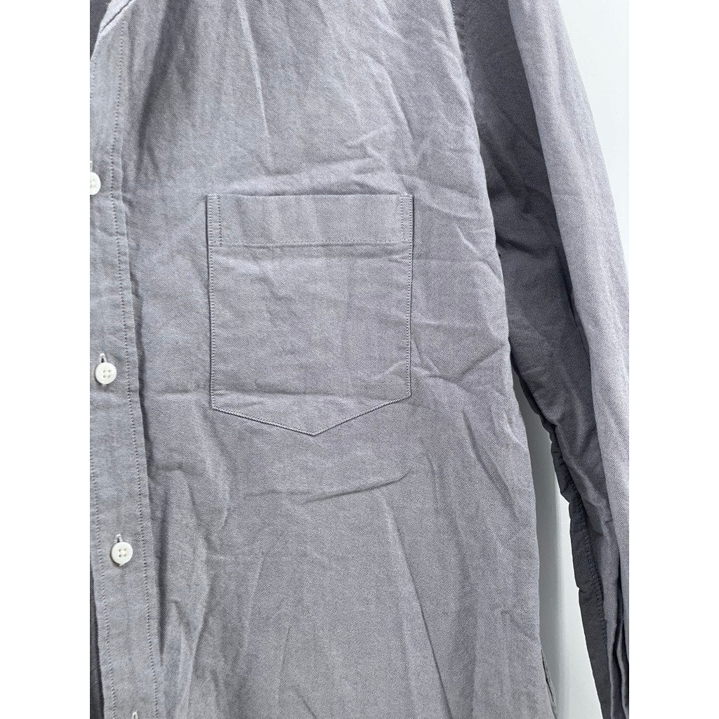 INDOCHINO Men’s Gray Button-Up Regular-Fit Long Sleeve Shirt SZ S