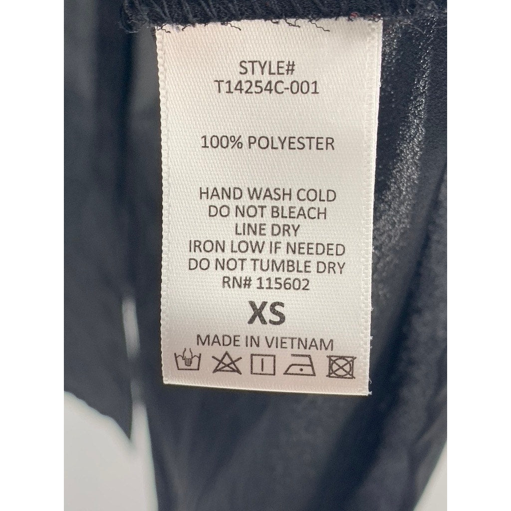 ALL IN FAVOR Women's Black Sheer Button-Up Short Sleeve Top SZ XS