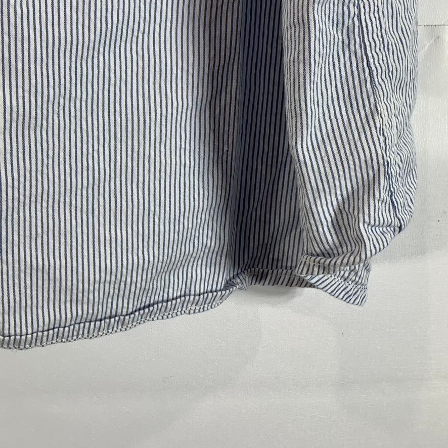 L.L BEAN Men's Blue Striped Tall Organic Cotton Slightly Fitted Shirt SZ 2XLT