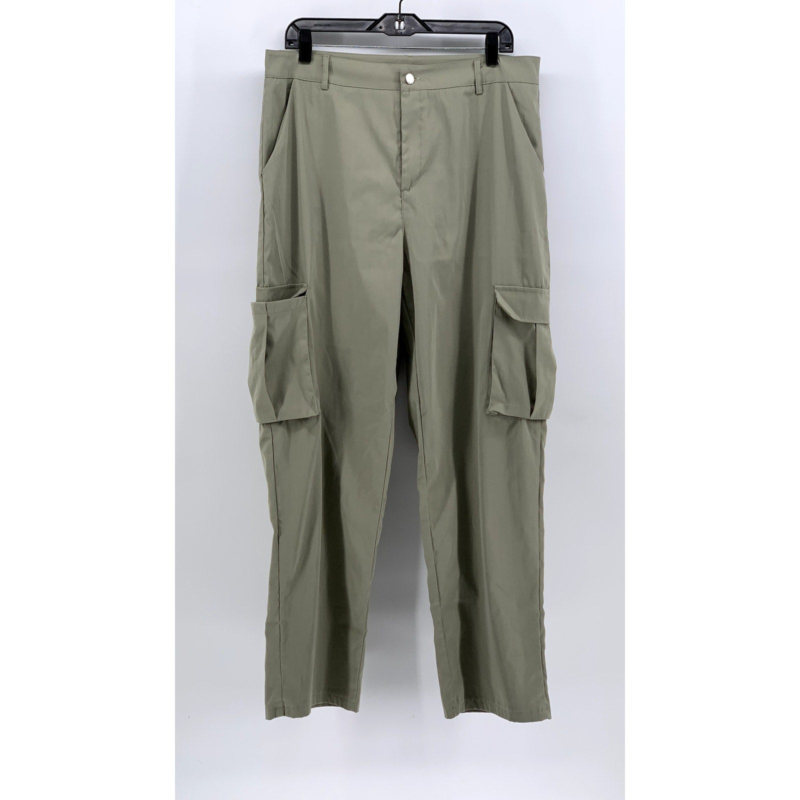 BLUSH MARK Women's Olive Green Solid Cargo Straight-Leg Pants SZ XL