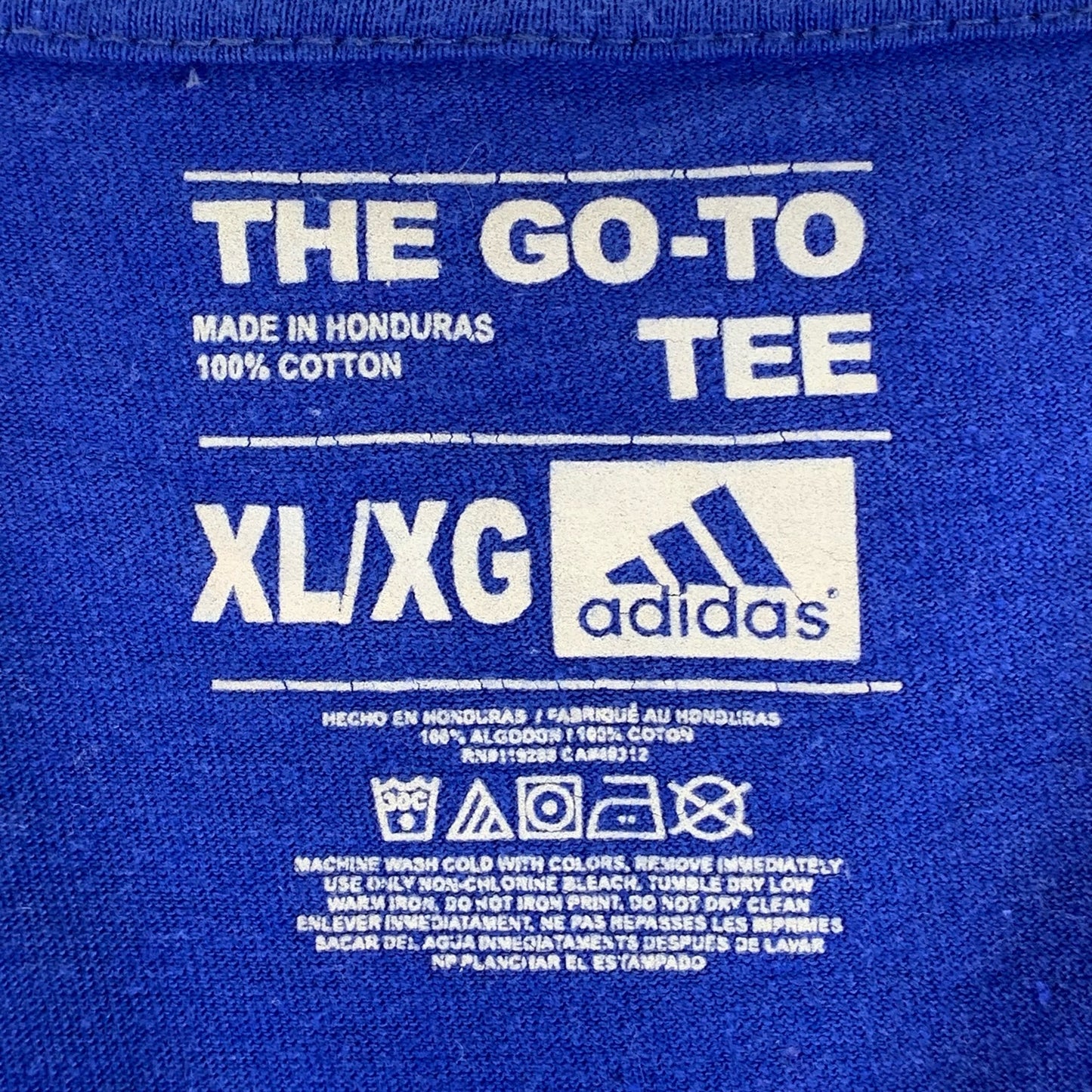 ADIDAS Men's Blue Large Logo Crewneck Short Sleeve The-Go-To T-Shirt SZ XL\