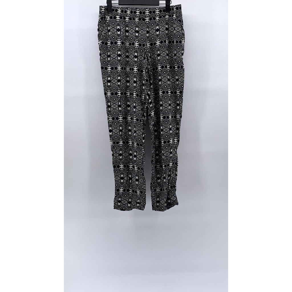 DIVIDED By H&M Women's Black-White Printed Slim-Leg Relaxed Fit Pants SZ 6