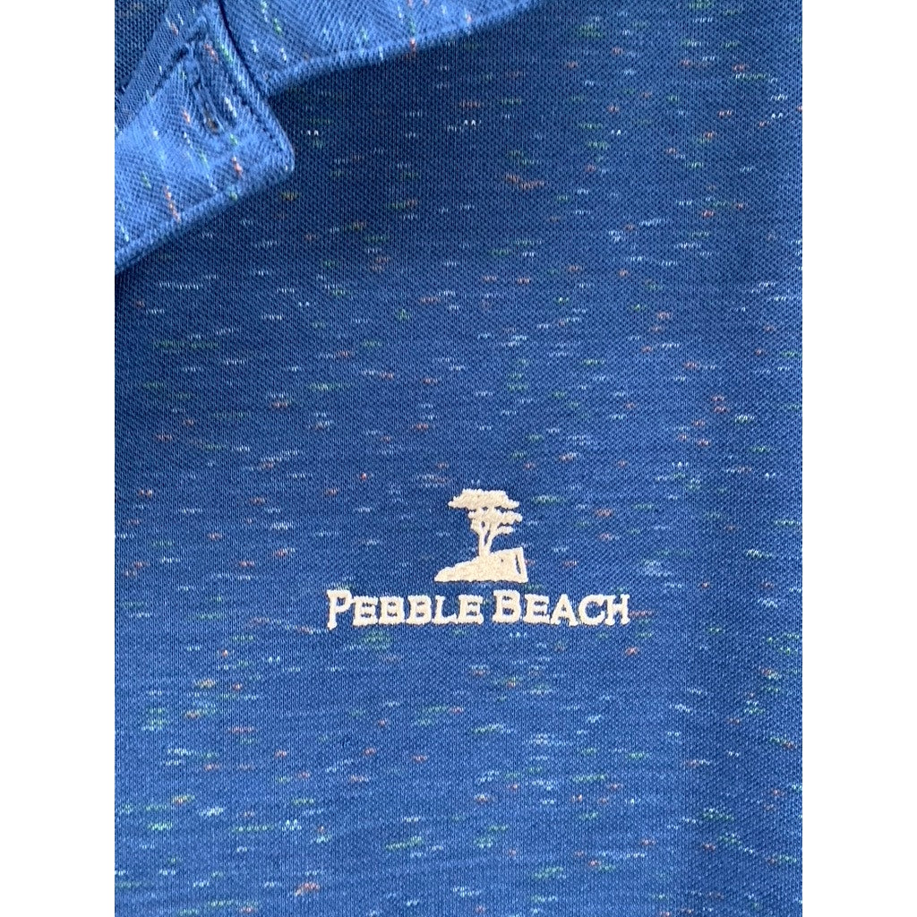 PEBBLE BEACH Men's Blue Embroidered Logo Polo Shirt SZ L