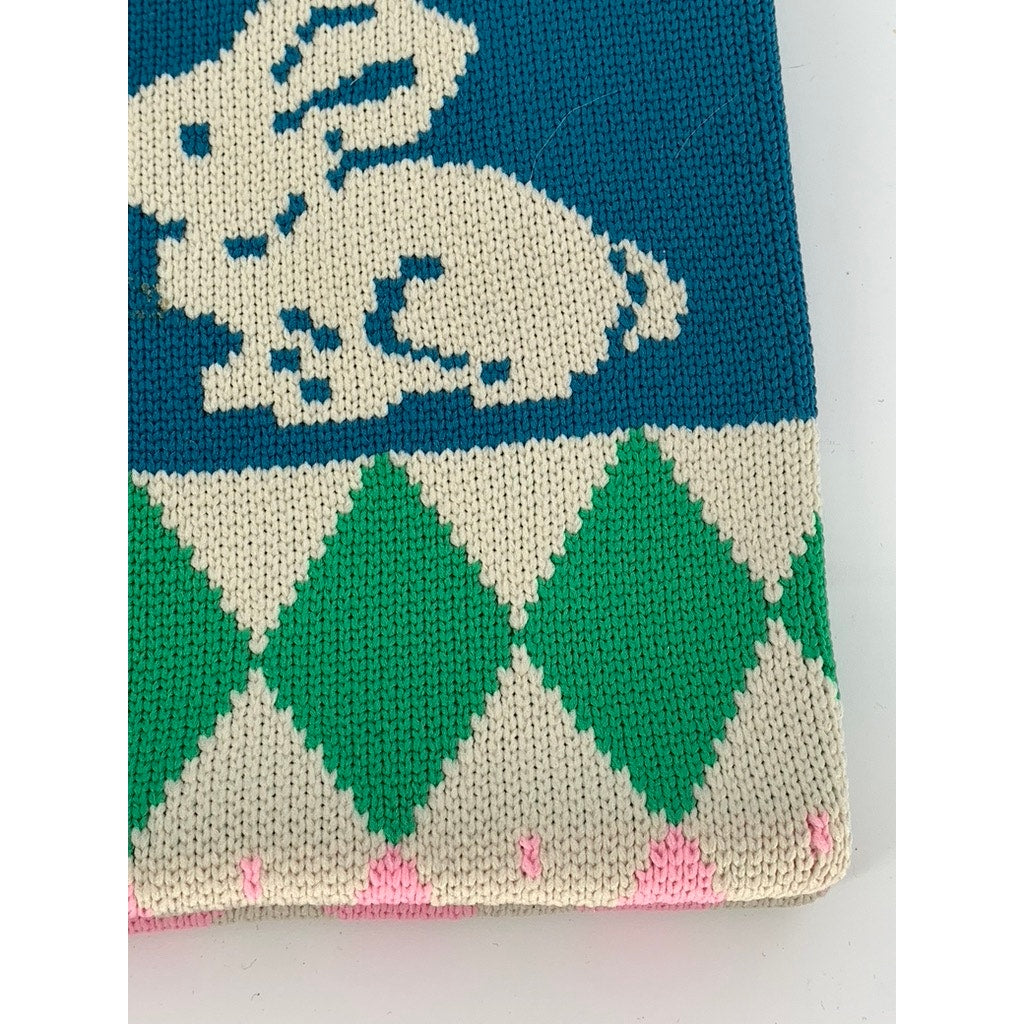 UNBRANDED Women's Pink-Blue-Green Rabbit Print Handmade Small Tote Bag SZ OS