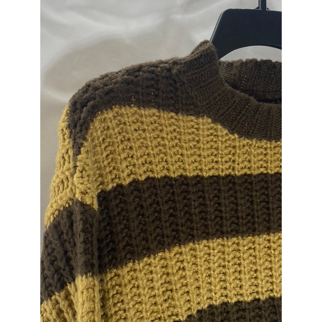 DAZY Women's Brown-Tan Crewneck Knit Long Sleeve Pullover Sweater SZ S