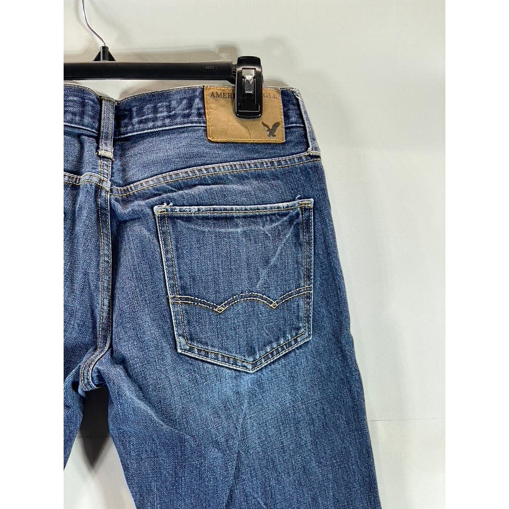 AMERICAN EAGLE OUTFITTERS Men's Medium Blue Faded Slim-Fit Denim Jeans SZ 30X30