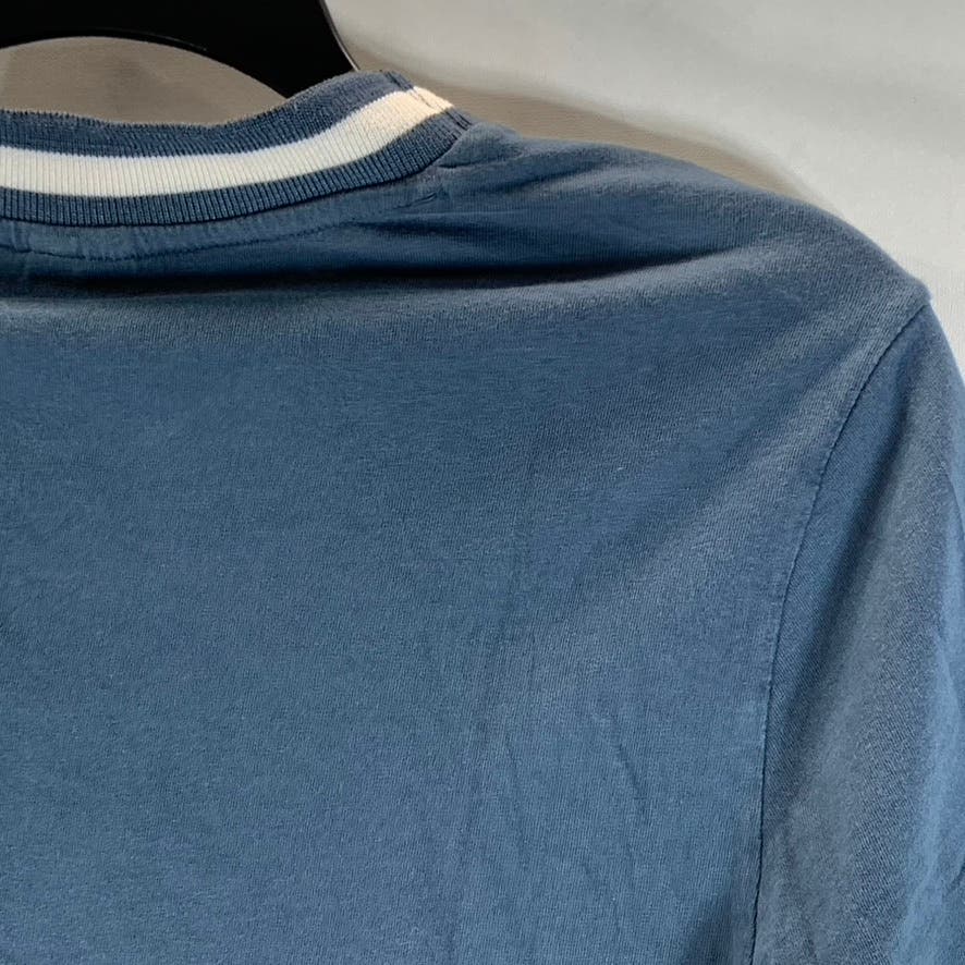 ASOS Men's Blue Stripe-Trim Crewneck Short Sleeve T-Shirt SZ S