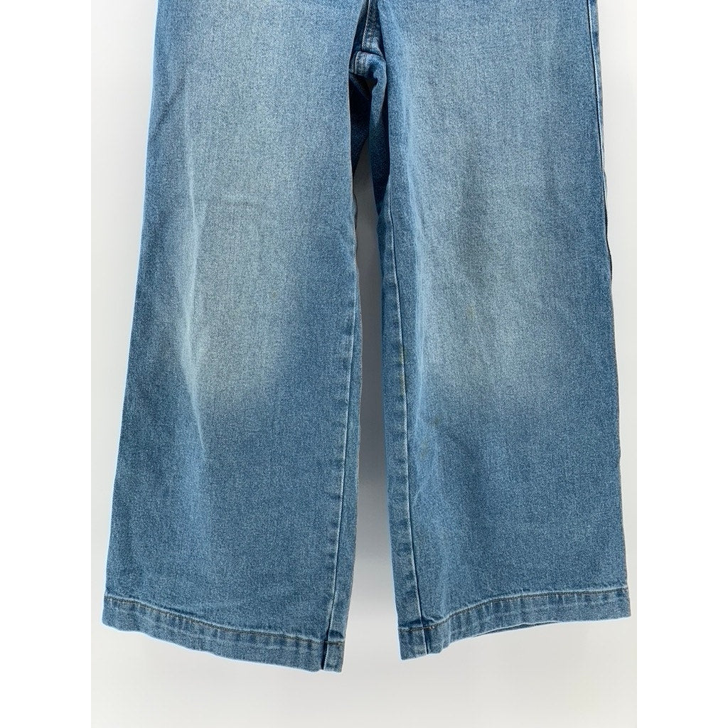 ZARA Women's Light Blue Wash Denim Wide-Leg Loose Jeans SZ 2