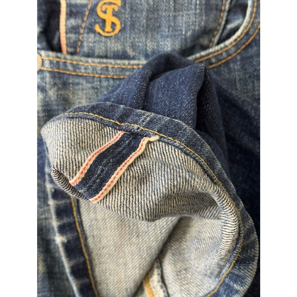 TODD SNYDER Men's Blue White Oak Cone Denim Slim-Fit Selvedge Jeans SZ 28X32