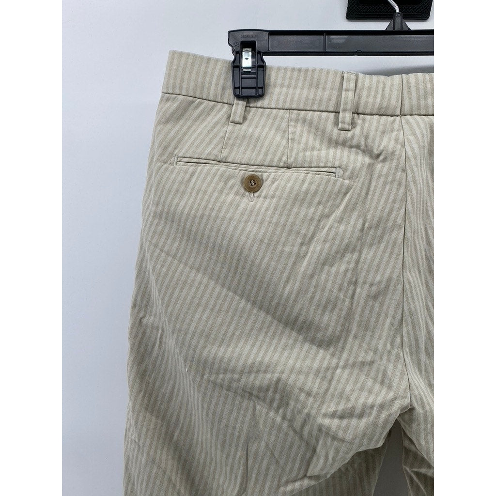 MEYER Men's Beige Pinstripe Modern-Fit B-Palma Chino Shorts SZ 32