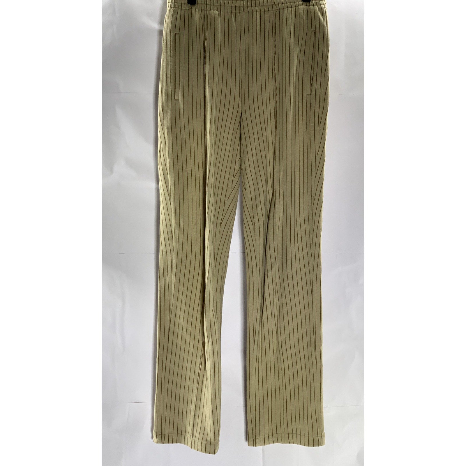 RAG & BONE Women's Beige Pinstripe Straight-Leg Elasticized Waist Pant SZ S