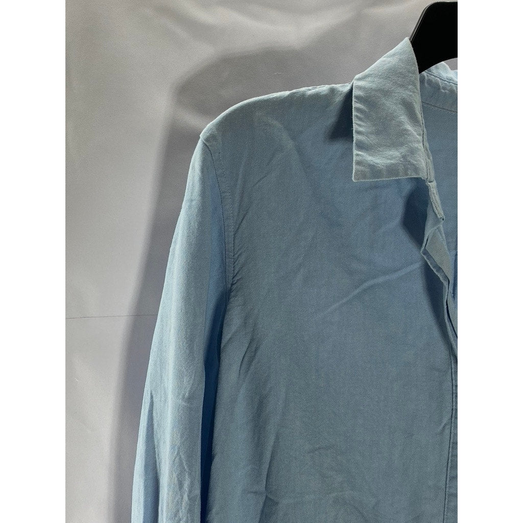 CORELIFE Women's Light Blue Regular-Fit Button-Up Long Sleeve Top SZ L