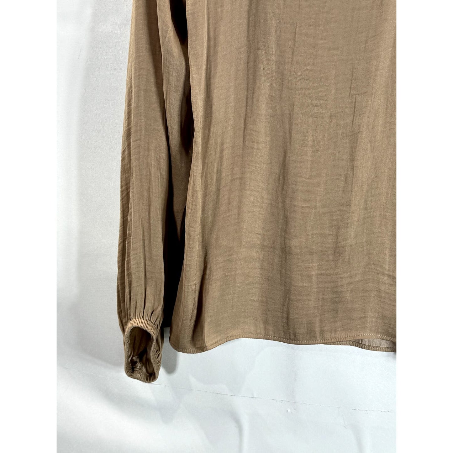 RACHEL RACHEL ROY Women's Tan V-Neck Pleated Back Long Sleeve Top SZ S