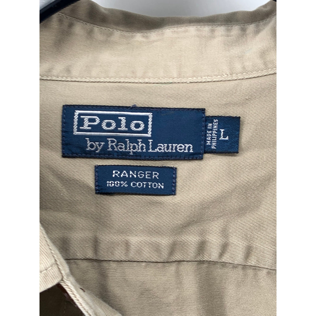 POLO By RALPH LAUREN Men's Tan Vintage Ranger Button-Up Long Sleeve Shirt SZ L
