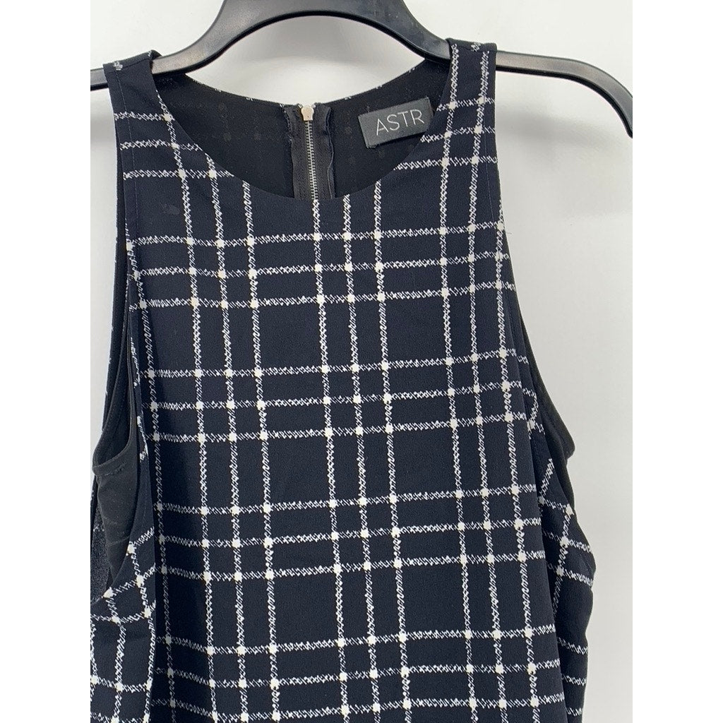 ASTR Women's Blue-Black Plaid Sleeveless Top SZ S