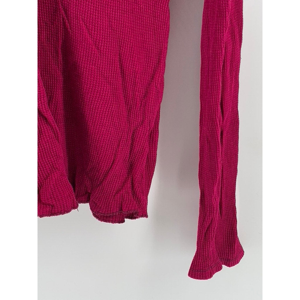 OLD NAVY Women's Vintage Perfect Fit Waffle Knit Henley Hooded Top SZ L
