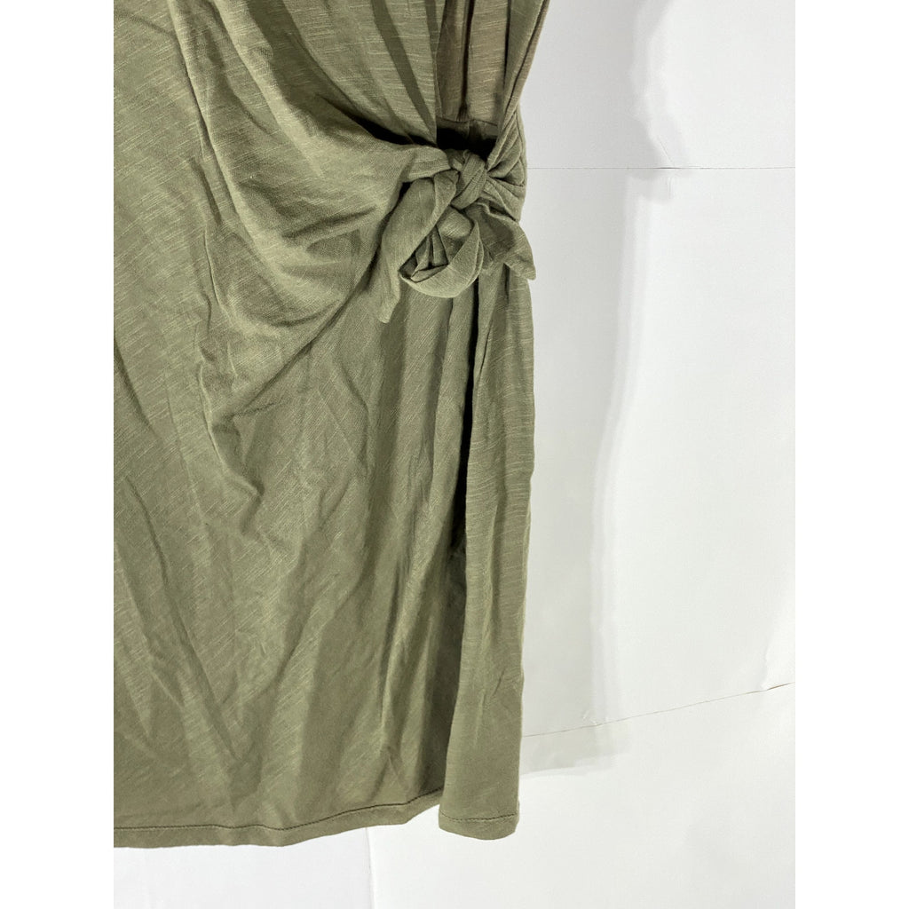 VELVET BY GRAHAM & SPENCER Women's Gray Crewneck Cotton Slub Tie-Waist Dress SZM