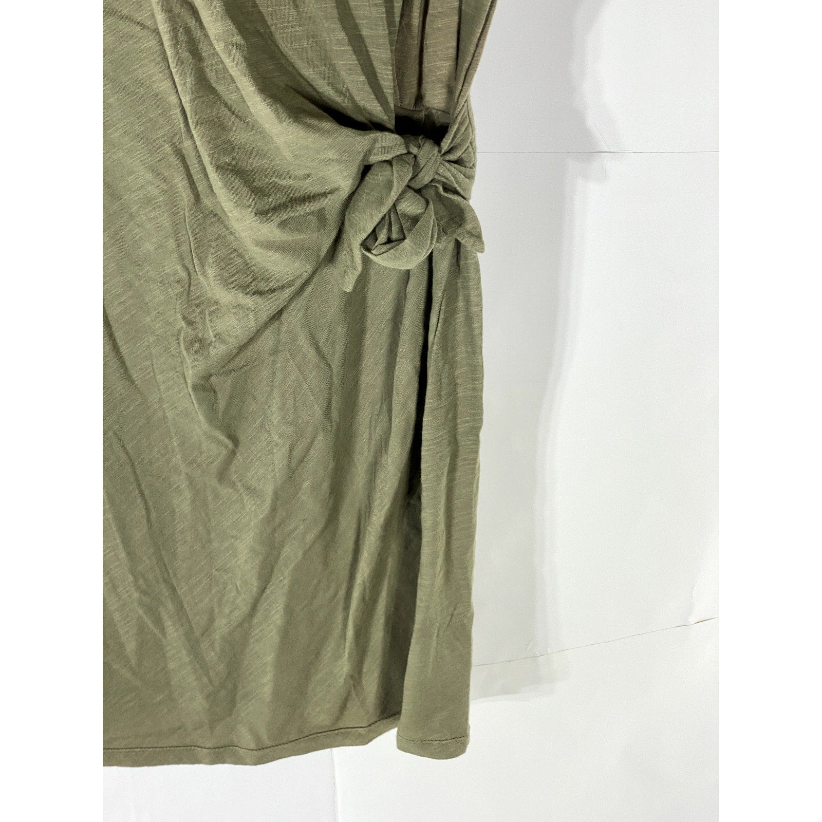 VELVET BY GRAHAM & SPENCER Women's Gray Crewneck Cotton Slub Tie-Waist Dress SZM