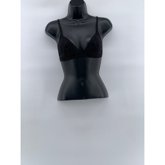 SECRET POSESSIONS Women’s Black MicroDot Adjustable Strap Bra SZ L