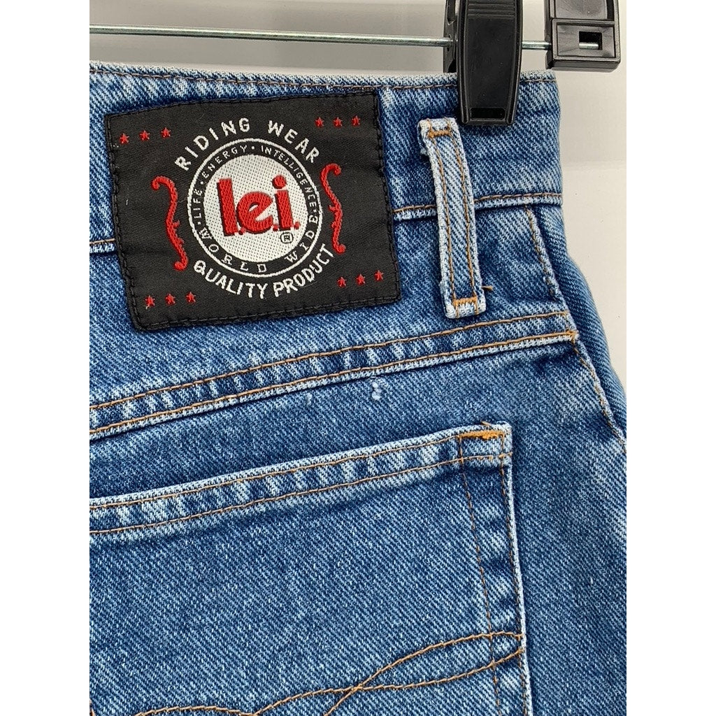 LEI Women Juniors' Blue Denim Button-Front High-Rise Shorts SZ 7