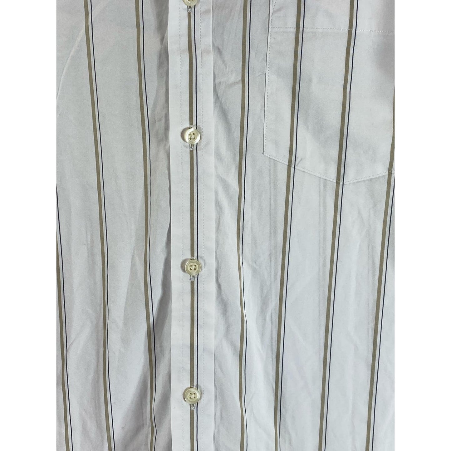 BANANA REPUBLIC Men's White Striped Tech Stretch Cotton Slim Flex Fit Shirt SZXL