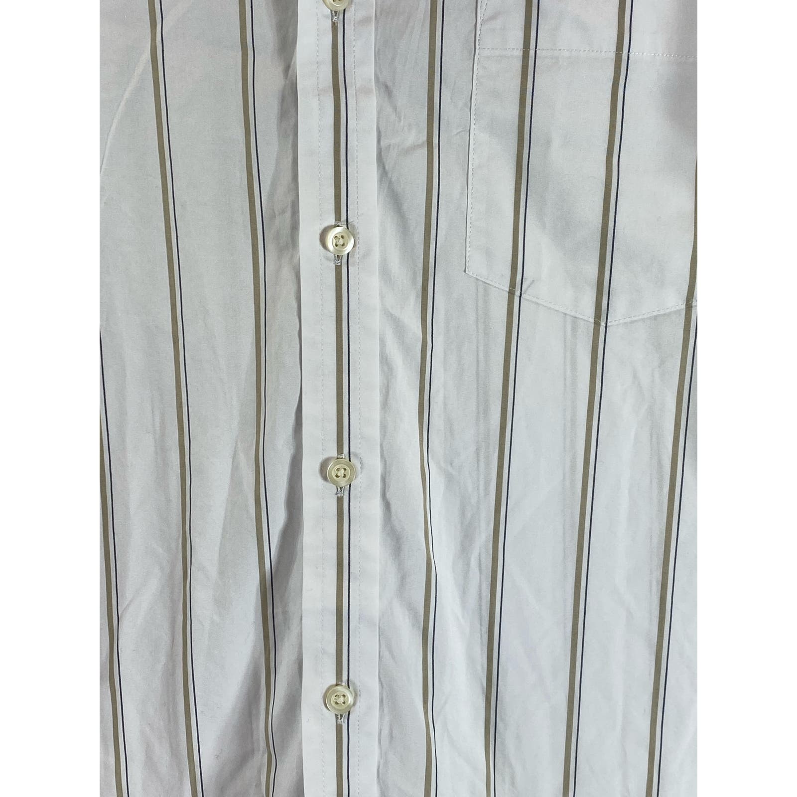 BANANA REPUBLIC Men's White Striped Tech Stretch Cotton Slim Flex Fit Shirt SZXL