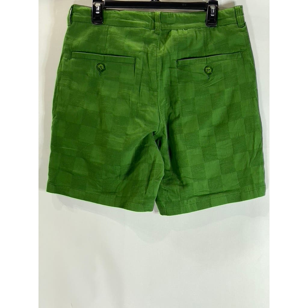 HONOR THE GIFT Men's Green Jacquard Checkered Casual Short SZ 32