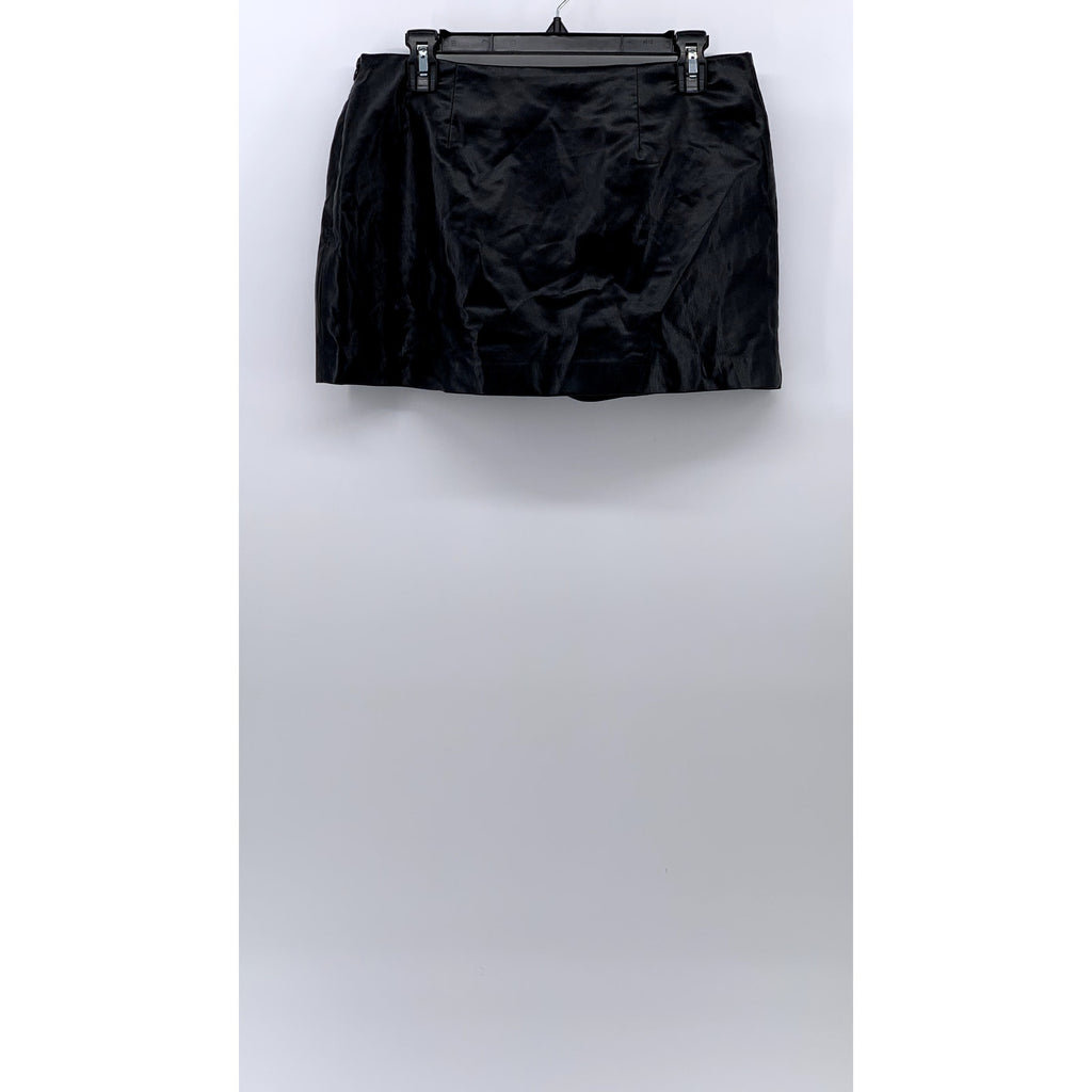 ZARA Women's Black Faux-Leather A-Line Grunge Mini Skirt SZ M