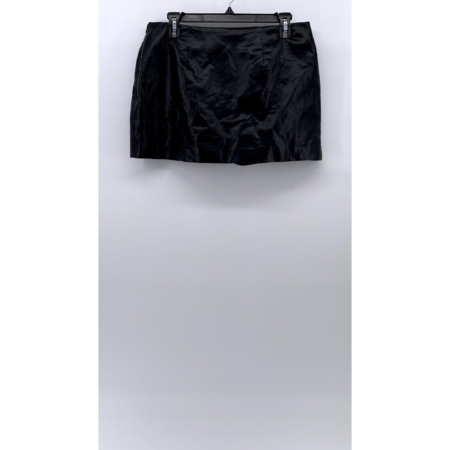 ZARA Women's Black Faux-Leather A-Line Grunge Mini Skirt SZ M