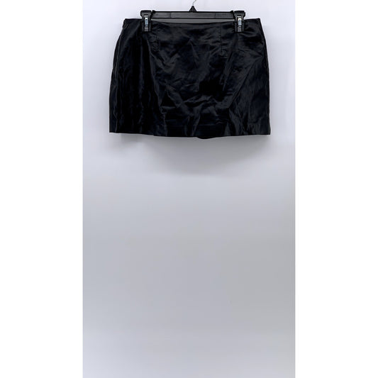 ZARA Women's Black Faux-Leather A-Line Grunge Mini Skirt SZ M