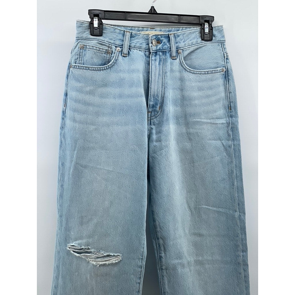 MADEWELL Women's Light Blue Denim Distressed 90's Straight Jeans SZ 26