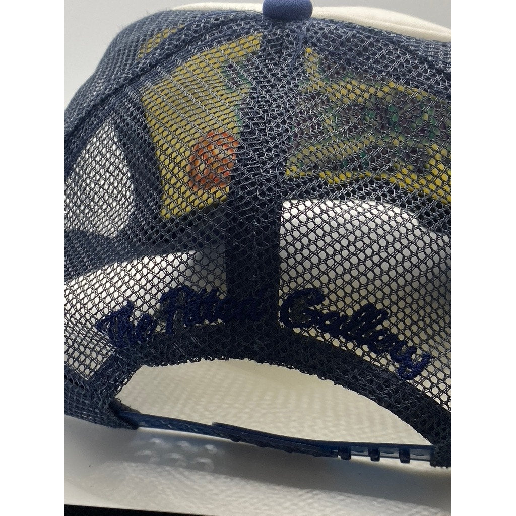 UNISEX Navy/White Embroidered "Do Not Disturb My Peace" Mesh Trucker Hat OS