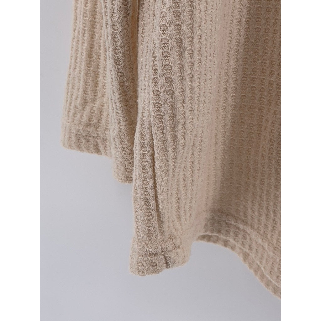 NINEXIS Women's Beige Textured Scoop-Neck Long Sleeve Top SZ L