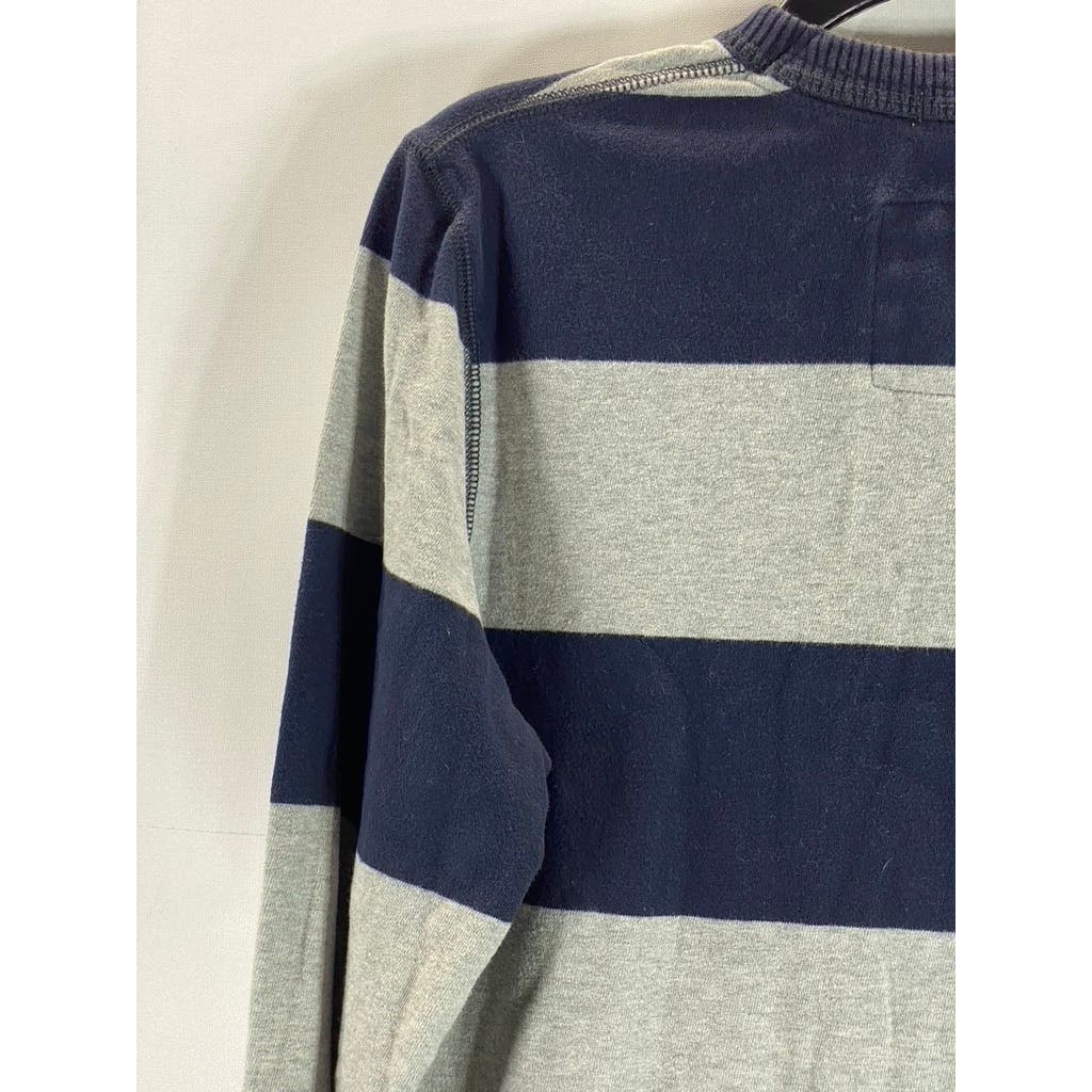 ABERCROMBIE & FITCH Men's Navy/Grey Crewneck Pullover Muscle Sweater SZ L