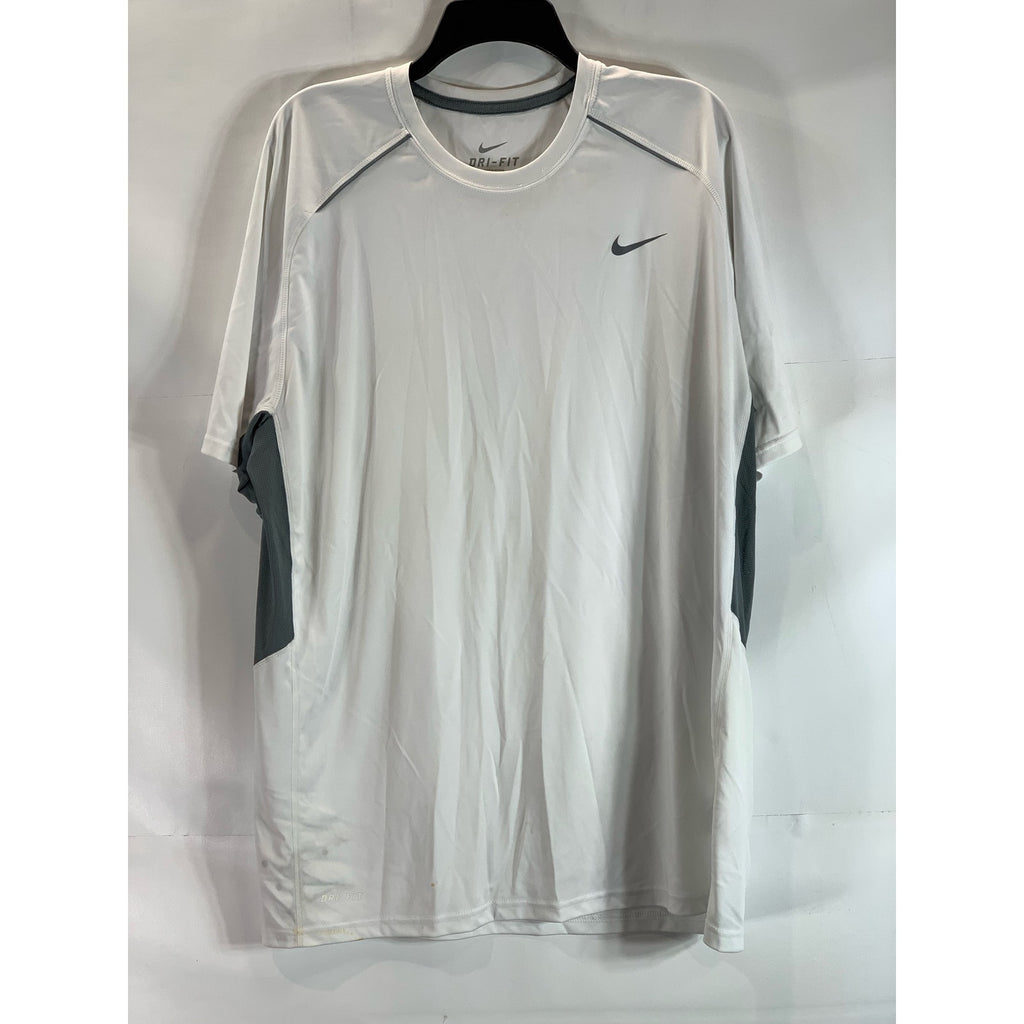NIKE Men's White/Gray Dri-Fit Legacy Performance Crewneck Active T-Shirt SZ XL