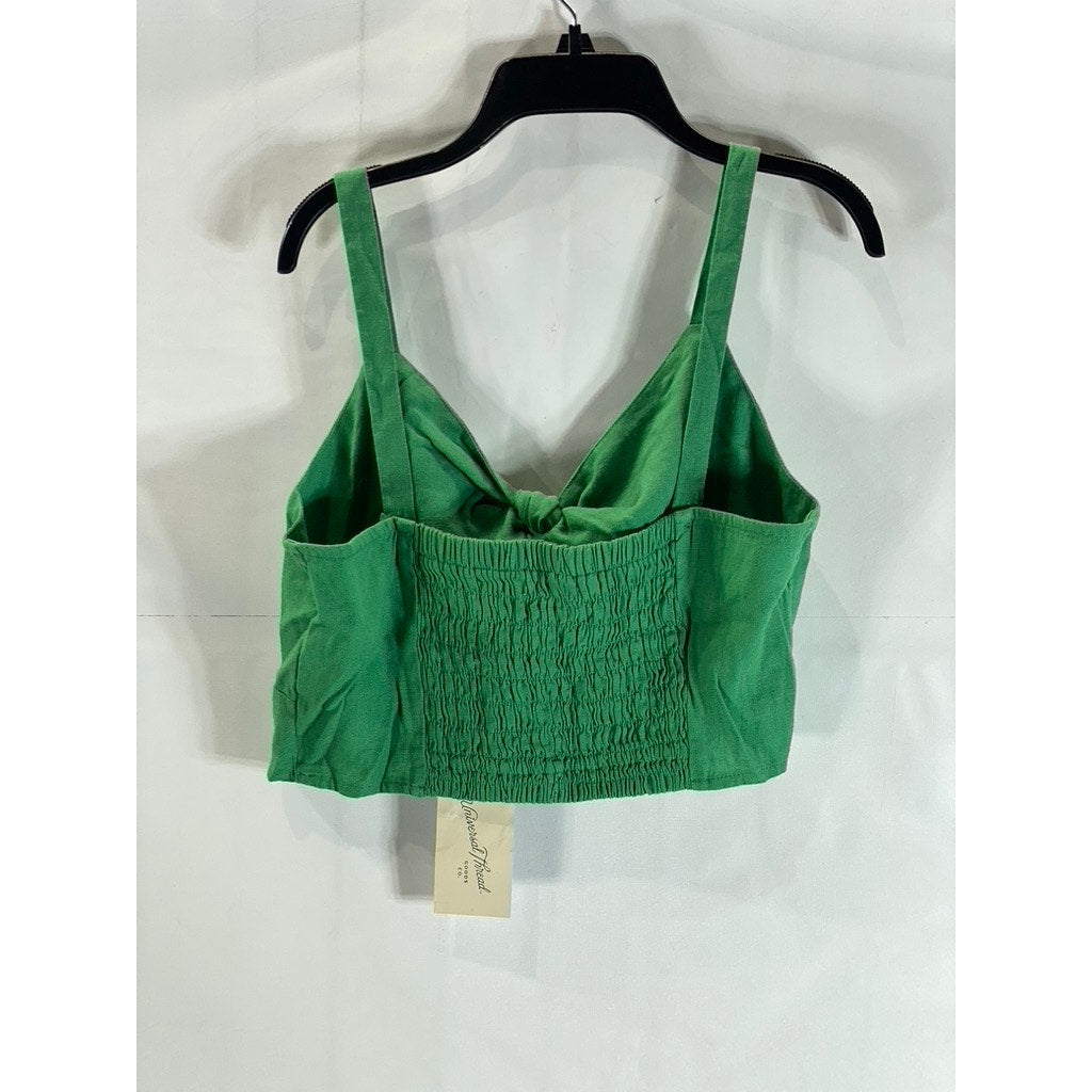 UNIVERSAL THREAD Women's Dark Green Tie-Front Adjustable Strap Crop Top SZ M