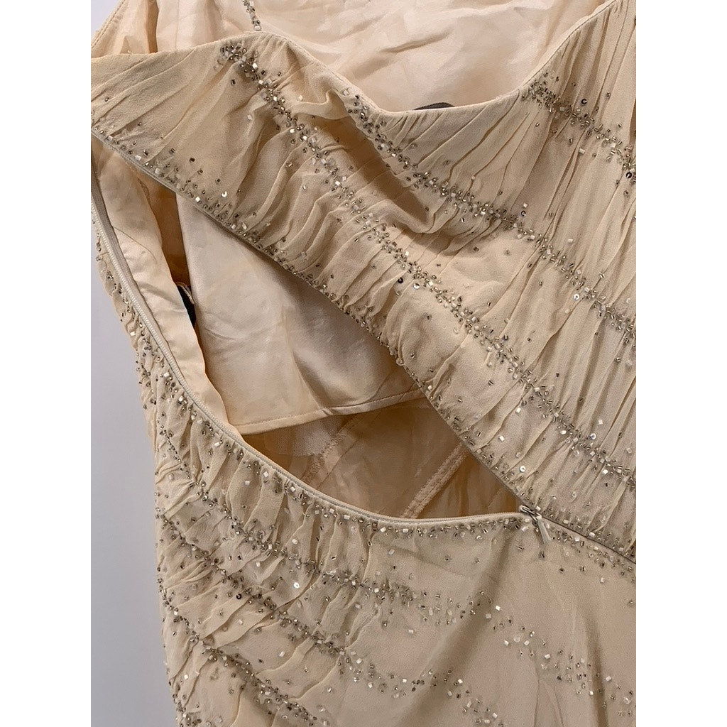 CHRISTYNE FORTI Women's Beige Rhinestone 2-Pc Gown SZ 12