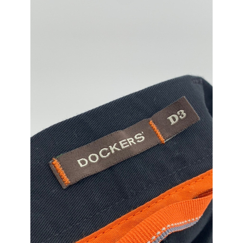 DOCKERS Men's Black Tapered Solid Flat Front D3 Pants 36X30