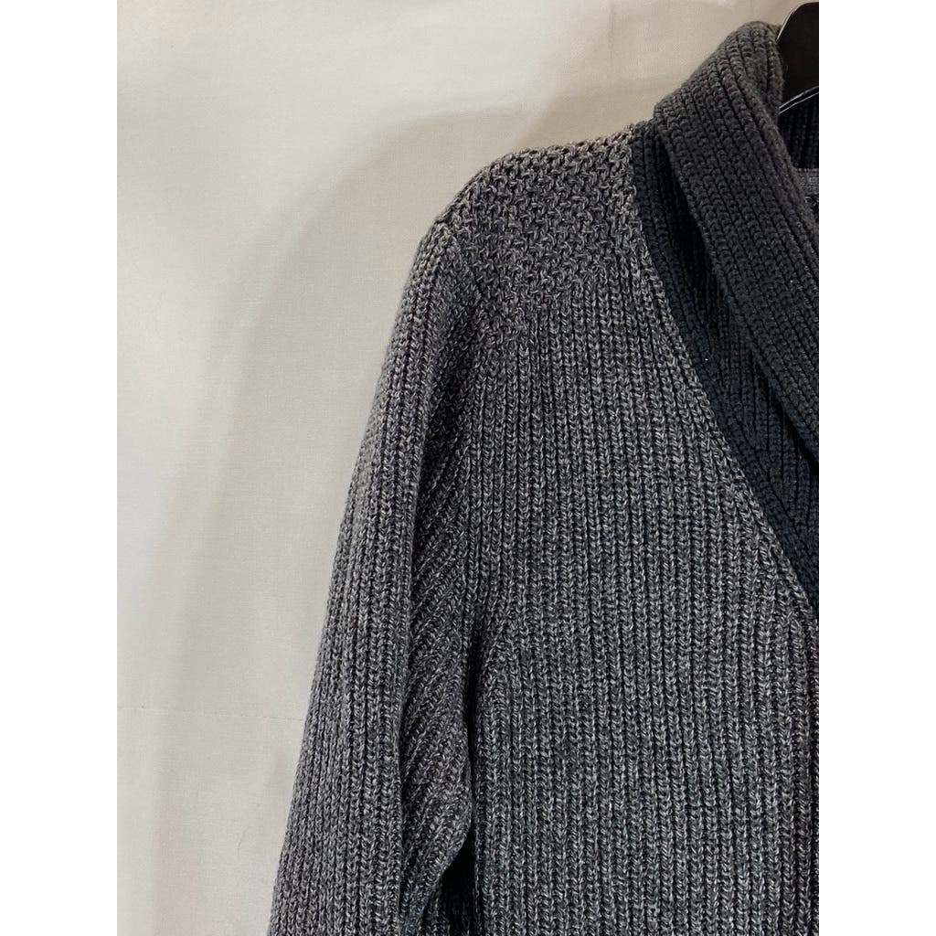 BANANA REPUBLIC Men's Charcoal/Black Cotton-Blend Shawl-Collar Cardigan SZ M