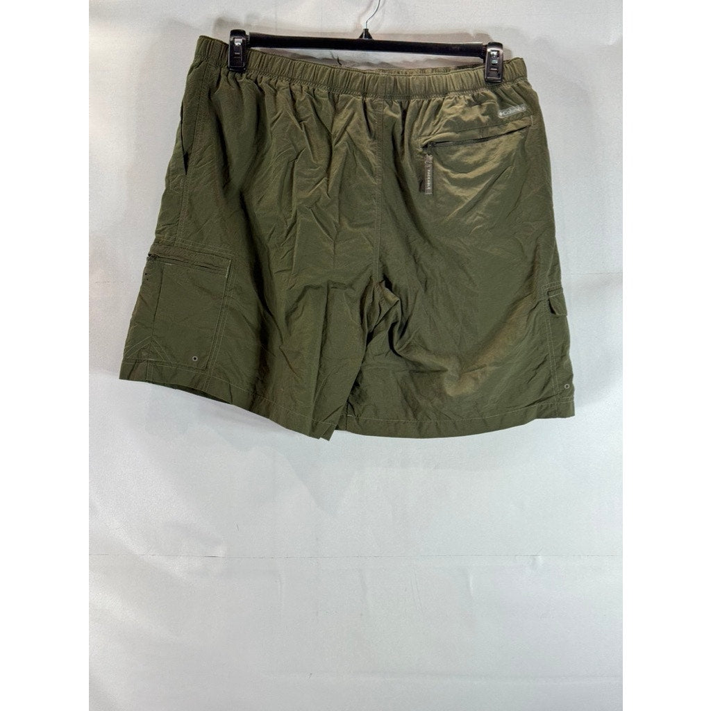 COLUMBIA Sportswear Men's Green Belted Cargo Hiking Shorts SZ 2XL