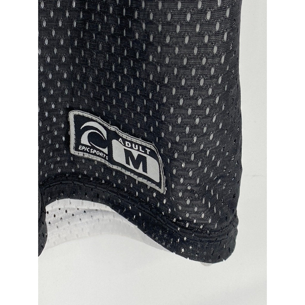 UNBRANDED Men’s Black-White Mesh Scoop-Neck Sleeveless Jersey SZ M