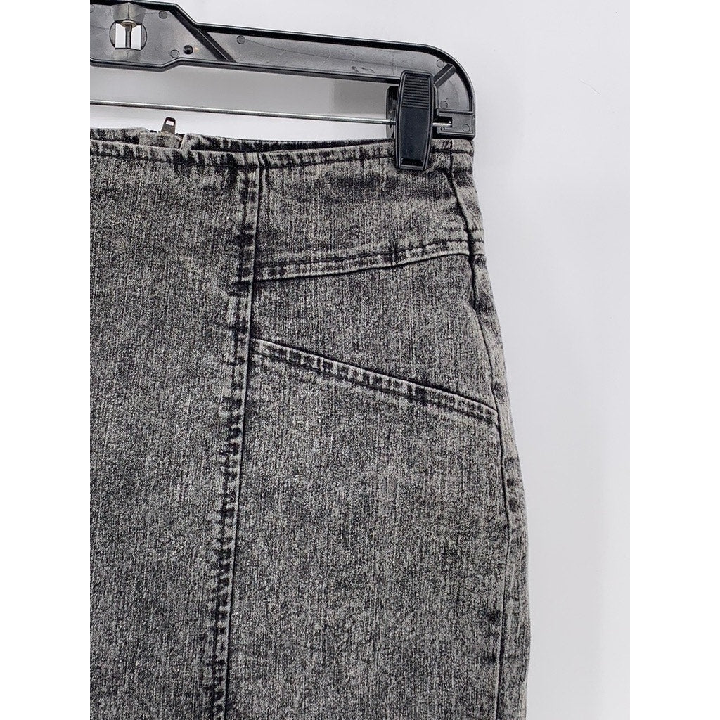NOLLIE Women's Black Acid Wash Denim y2k Punk Goth Skater Mini Skirt SZ M
