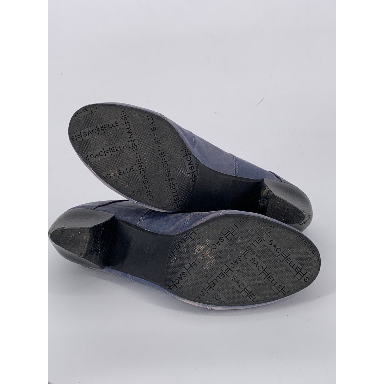 SACHELLE Women's Purple Leather Round-Toe Back Zipper Heeled Mary Jane Shoes SZ8