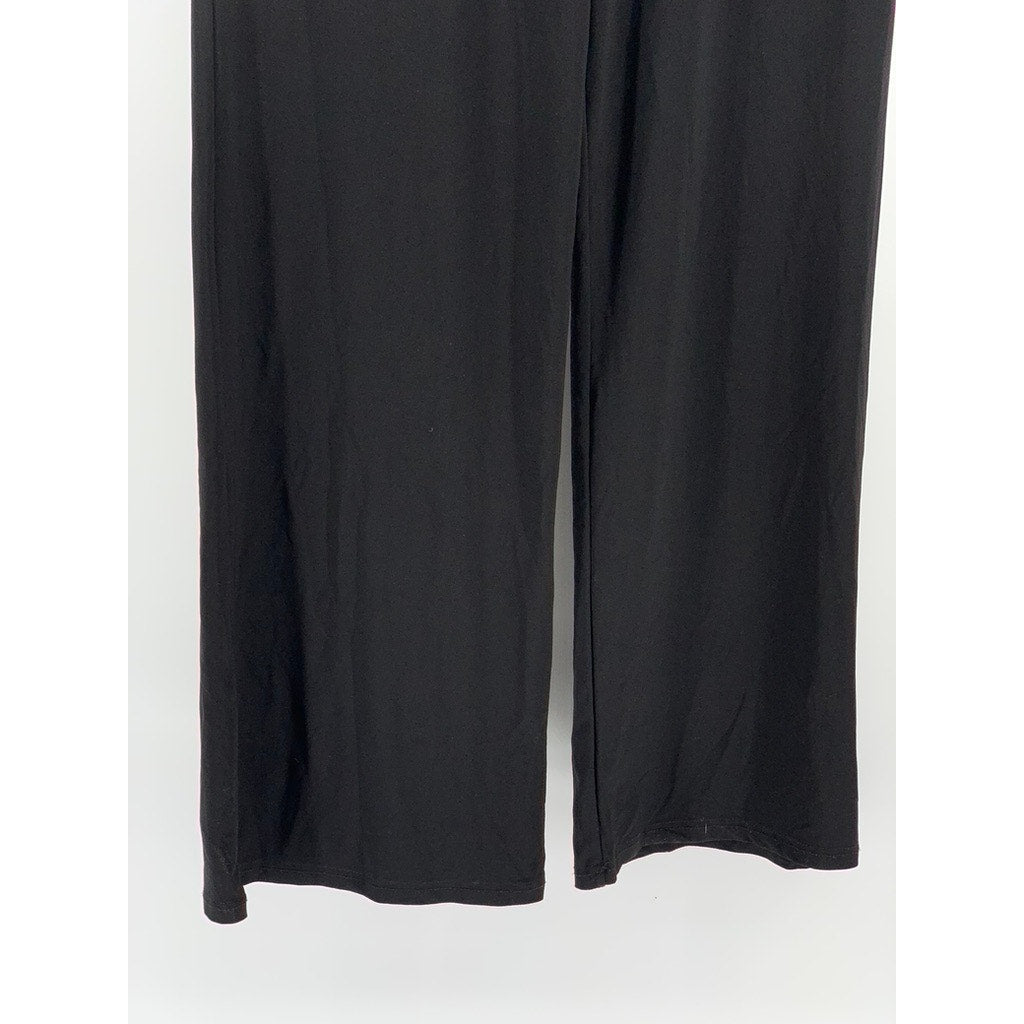 ALISHA.D Women's Black Solid Pull-On Elastic Waist Wide-Leg Pocketless Pant SZ12