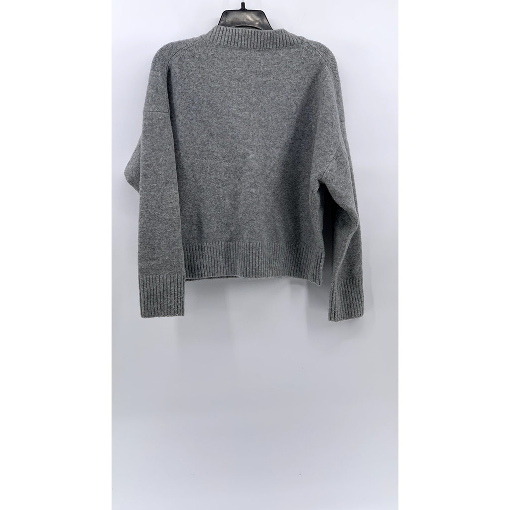 ZARA Women's Light Gray V-Neck Long Sleeve Sweater SZ XS