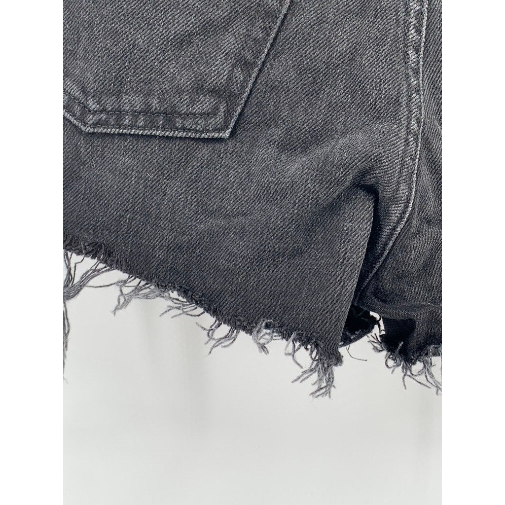 FRAME DENIM Women's Nightingale Black Le Original Tulip Cut-Off Shorts SZ 25